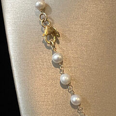 5.5mm White Fresh Water Pearl and Faceted Amethyst Cluster Sterling Silver Vermeil Necklace