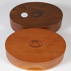 Two Floral Inlaid Tropical Fruit Wood Trinket Boxes by Wildfawn Woodcrafts Florence, MA