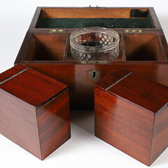 English Double Compartment Mahogany Tea Caddy, 19th Century