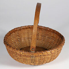 Vintage Round Open Swing Handle Shallow Nantucket Basket
