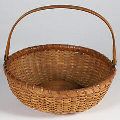 Vintage Round Open Swing Handle Shallow Nantucket Basket