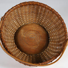 Vintage Round Open Swing Handle Shallow Nantucket Basket
