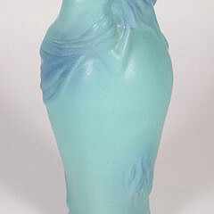 Van Briggle Art Nouveau Green Vase Depicting a Woman Wrapped Around the Vessel