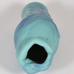 Van Briggle Art Nouveau Green Vase Depicting a Woman Wrapped Around the Vessel
