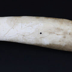 Antique Whale Oosik with Carved Whale Portraits on Both Sides, 19th Century