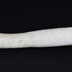 Antique Whale Oosik with Carved Whale Portraits on Both Sides, 19th Century