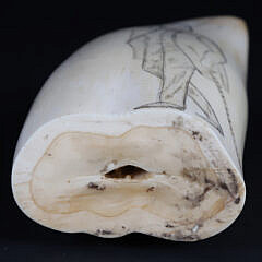 Scrimshaw Antique Whale Tooth, Engraved on Both Sides, 19th Century