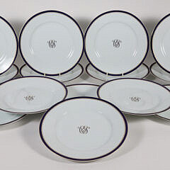 Set of Fourteen Limoges Cobolt Band Dinner Plates