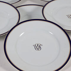 Set of Fourteen Limoges France Cobalt Band Dinner Plates
