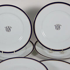 Set of Fourteen Limoges France Cobalt Band Dinner Plates