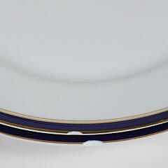 Set of Fourteen Limoges France Cobalt Band Dinner Plates