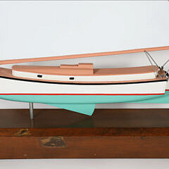 Vintage Painted Wood and Metal Catboat Weathervane