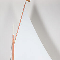 Vintage Painted Wood and Metal Catboat Weathervane