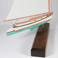 Vintage Painted Wood and Metal Catboat Weathervane