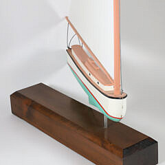 Vintage Painted Wood and Metal Catboat Weathervane