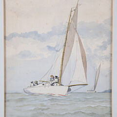 Milton J. Burns Watercolor on Paper “Sunday Sailing”