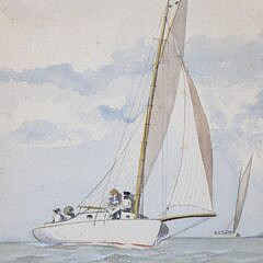 Milton J. Burns Watercolor on Paper “Sunday Sailing”