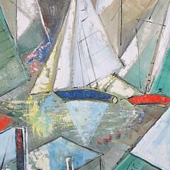Alfred Birdsey (1912-1996) Oil on Canvas “Modernist Sailing”