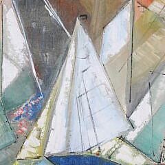 Alfred Birdsey (1912-1996) Oil on Canvas “Modernist Sailing”