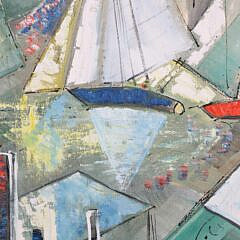 Alfred Birdsey (1912-1996) Oil on Canvas “Modernist Sailing”