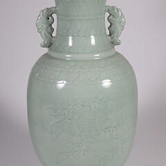 Celedon Porcelain Embossed Vase