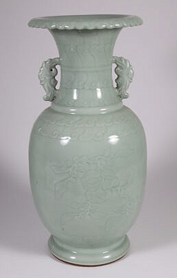 Celedon Porcelain Embossed Vase