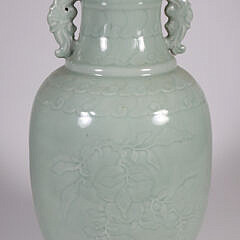 Celedon Porcelain Embossed Vase