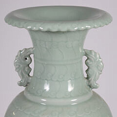 Celedon Porcelain Embossed Vase