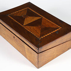 Antique “Hour Glass” Inlaid Mahogany Lap Desk, 19th Century