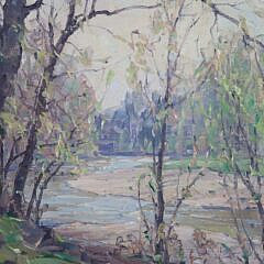 Frank Swift Chase Oil on Canvas Board “River Landscape Monadnock, New Hampshire”