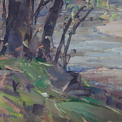 Frank Swift Chase Oil on Canvas Board “River Landscape Monadnock, New Hampshire”