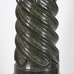 Emerald Green Marble Twist Fluted Carved Pedestal, 19th Century