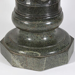 Emerald Green Marble Twist Fluted Carved Pedestal, 19th Century