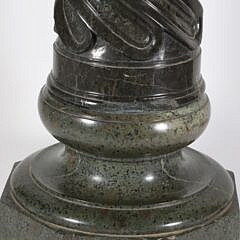 Emerald Green Marble Twist Fluted Carved Pedestal, 19th Century