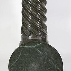 Emerald Green Marble Twist Fluted Carved Pedestal, 19th Century