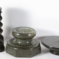 Emerald Green Marble Twist Fluted Carved Pedestal, 19th Century
