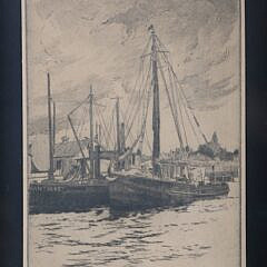 Vintage Nantucket Etching “Sunset at Old South Wharf”