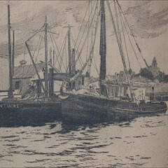 Vintage Nantucket Etching “Sunset at Old South Wharf”