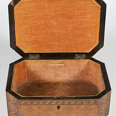 Small Rectangular Marquetry Inlaid Box with Chamfered Lid