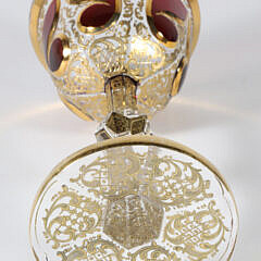Set of Eight Bohemian Overlay and Gilt Decorated Wine Goblets