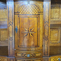 Continental Scenic Inlaid Cupboard, 19th Century