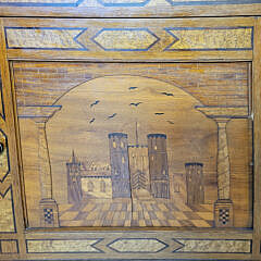 Continental Scenic Inlaid Cupboard, 19th Century