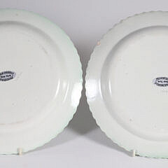 Pair of English Creamware American Warship Decorated Plates with “Dawson” Impressed Mark