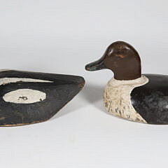 Two Antique Black and White Duck Decoys