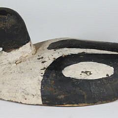 Two Antique Black and White Duck Decoys