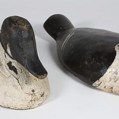 Two Antique Black and White Duck Decoys