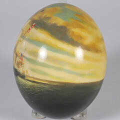 Faux Ostrich Egg Depicting an American Ship
