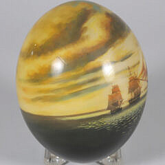 Faux Ostrich Egg Depicting an American Ship