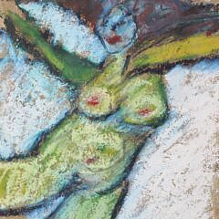 Carlos Dorrien “The Happy One” Oil Stick on Bark Paper
