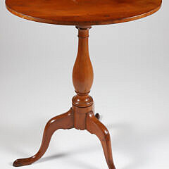 American Cherry Oval Top Candle Stand, 19th Century